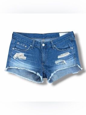 Women’s Rag & Bone Jean Cut Off Denim Shorts Distressed Blue Size 28 (run big)